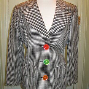 Rare 1980s Designer Arabella Pollen Linen Houndstooth Jacket 8 USA (U.K. 10)